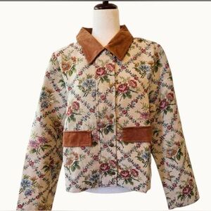 Beautiful! NIB Tapestry Floral Barn Jacket Corduroy Trim Tuckernuck Hill House M